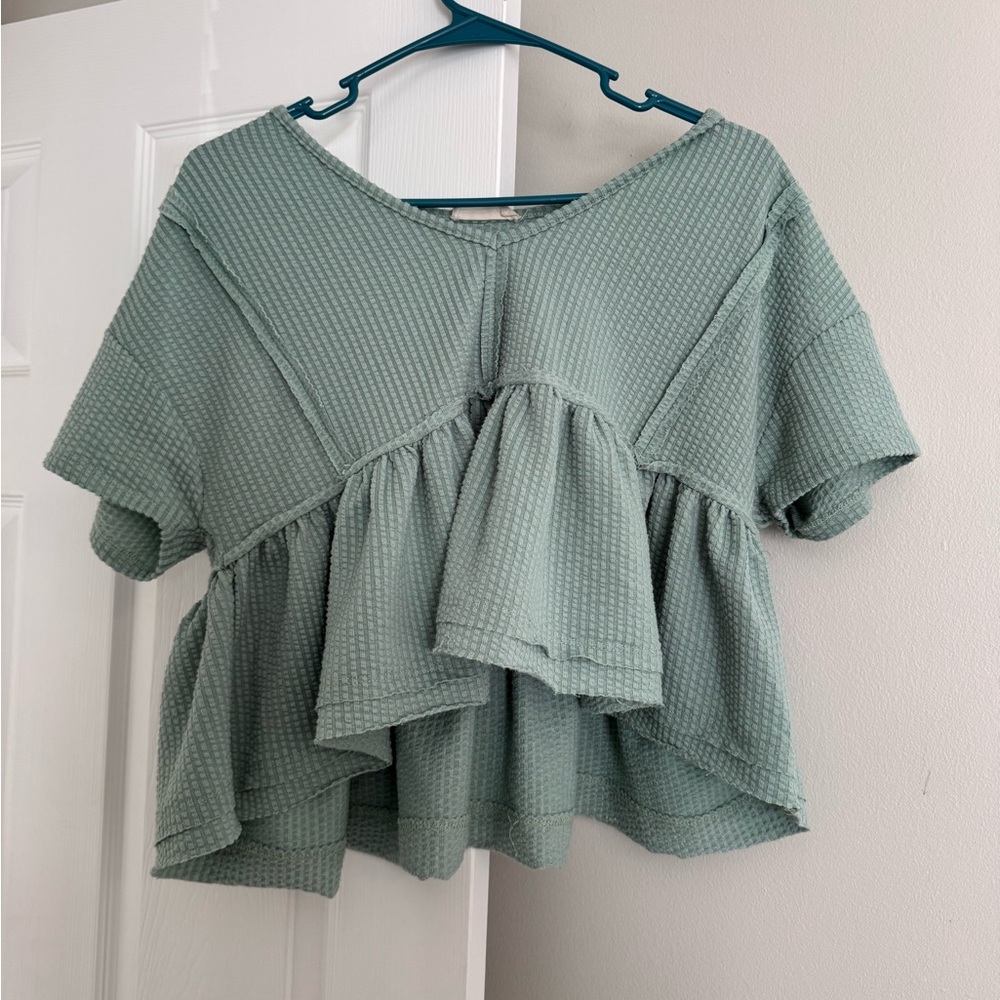 Altar'd State Sage Green Textured Blouse